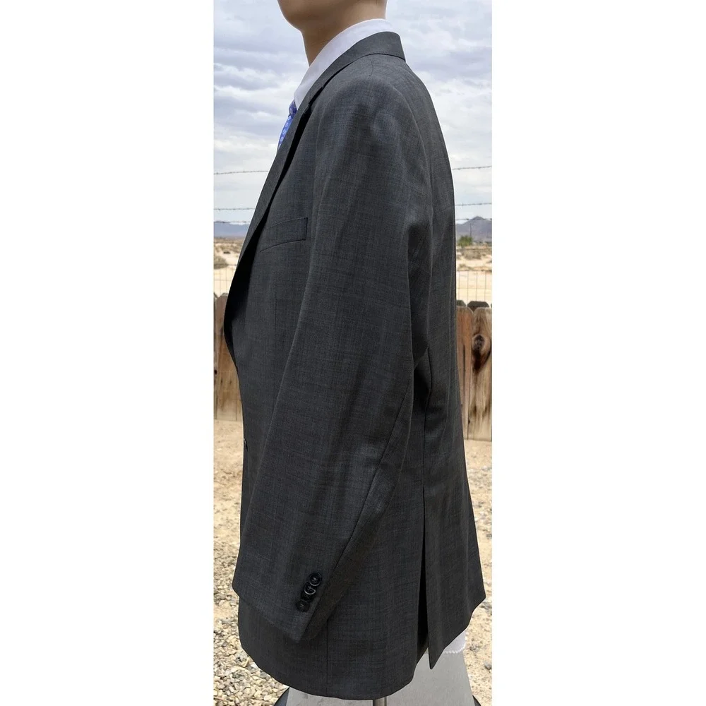 Peter Millar Suit Jacket Blazer Mens 46R Gray Pure Virgin Wool Two Button Blazer